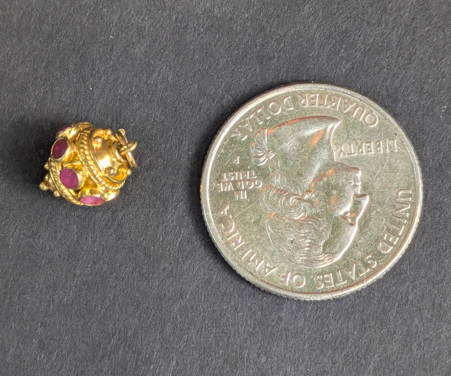Ruby & 21kt Bead Pendant