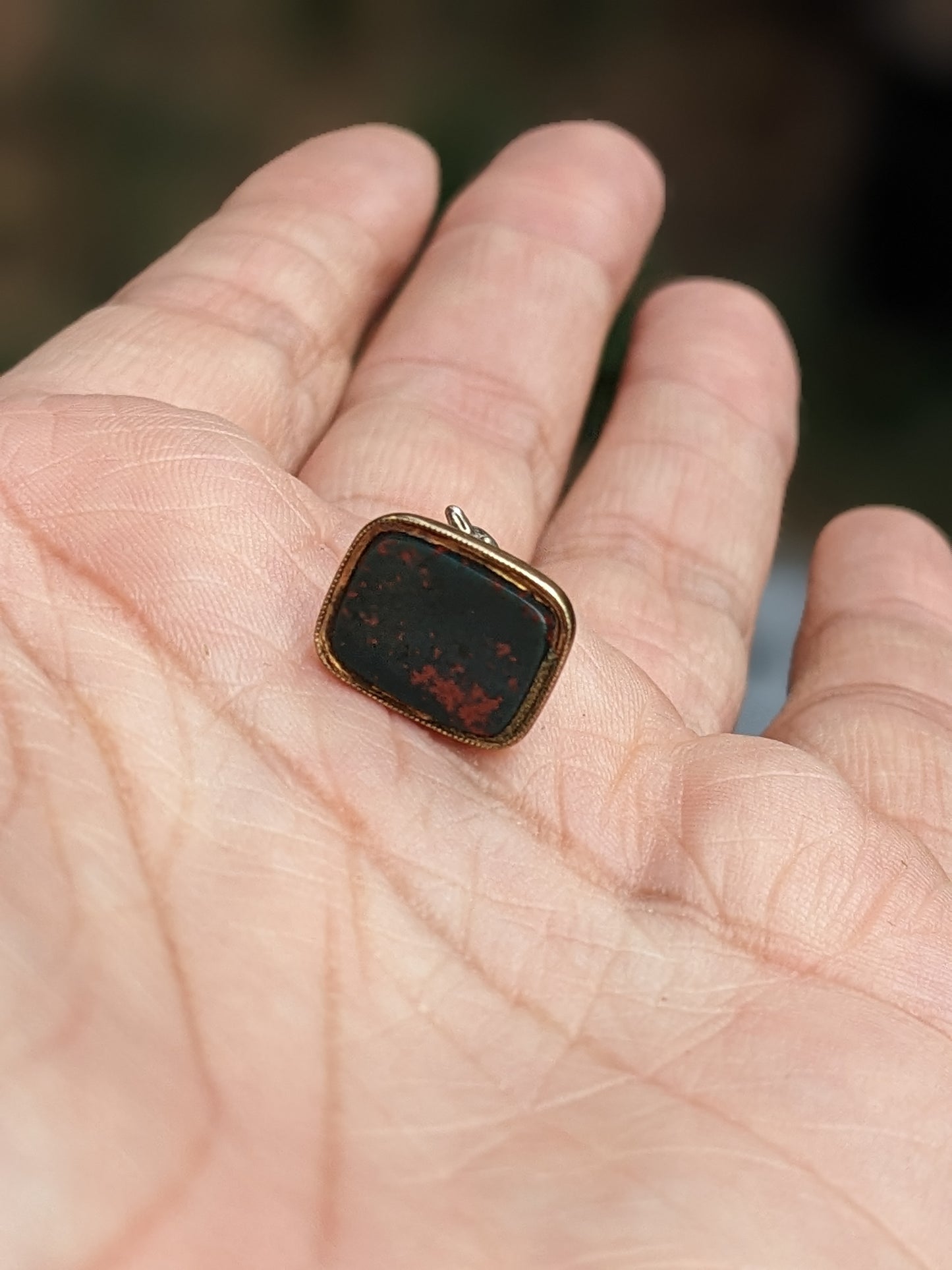 Tiny Bloodstone Dog Fob Charm