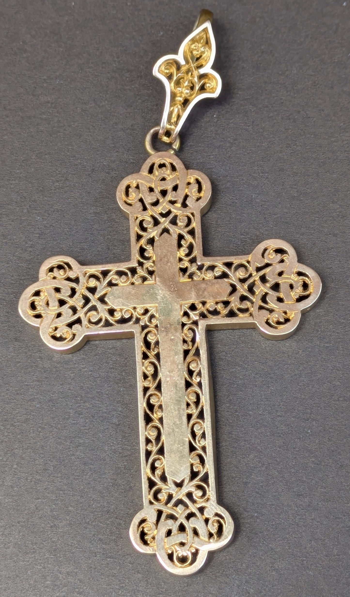 Large 18kt Cross Open Work Style with Orginal Bale