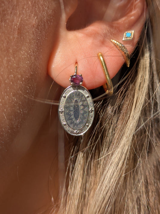 14k White Gold and Ruby Conversion Earrings