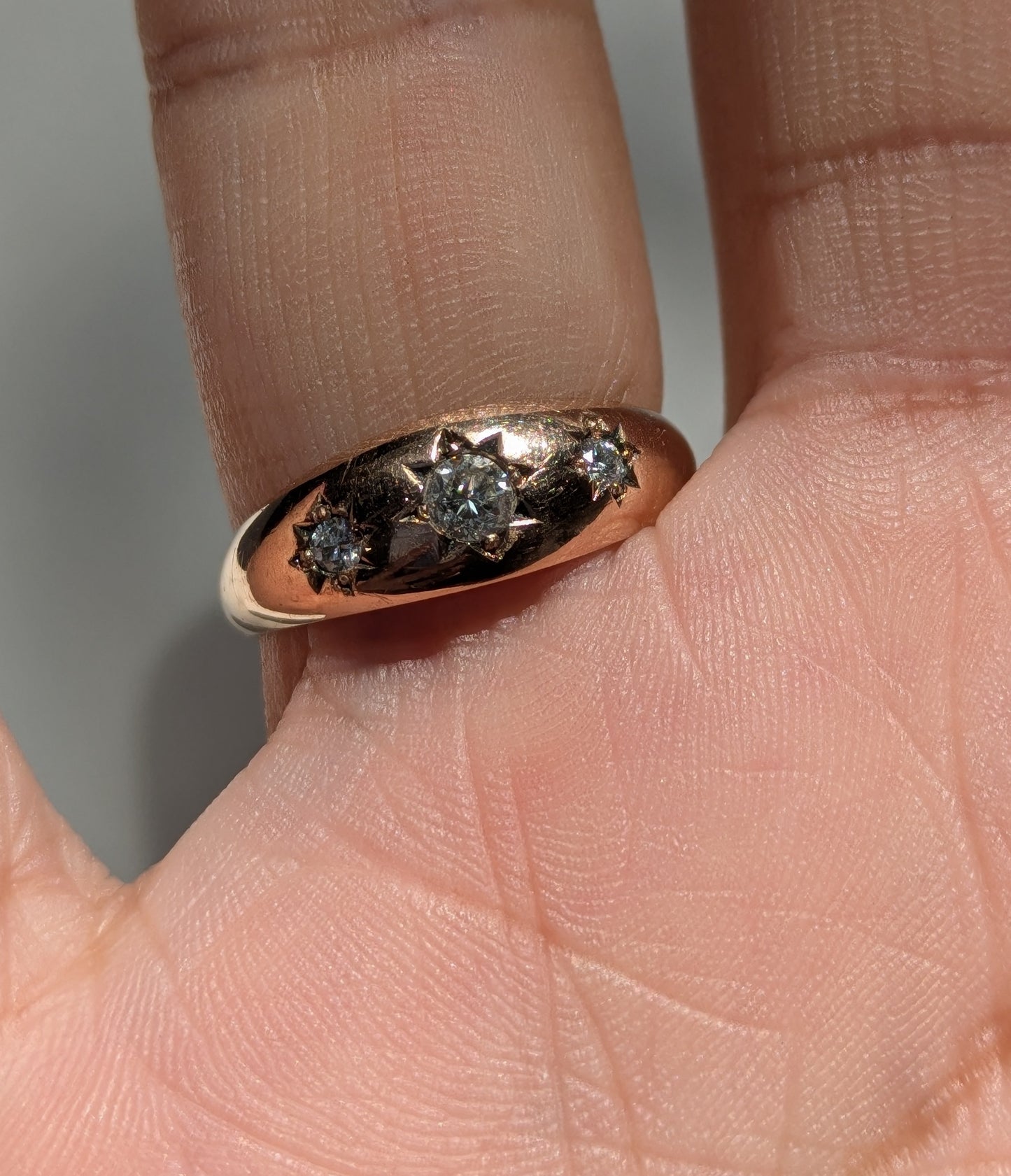 3 Diamond Star Bezel Set Ring