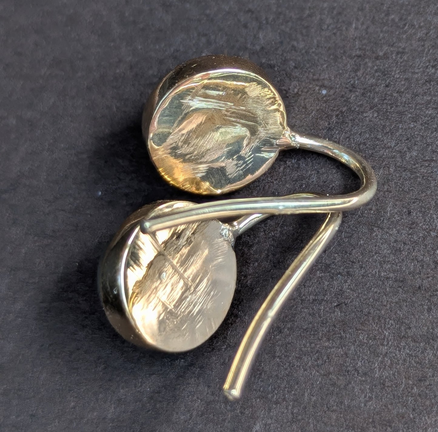 Green Sapphire Bezel Set 14kt Wire Hook Earrings Converted Shirt Studs