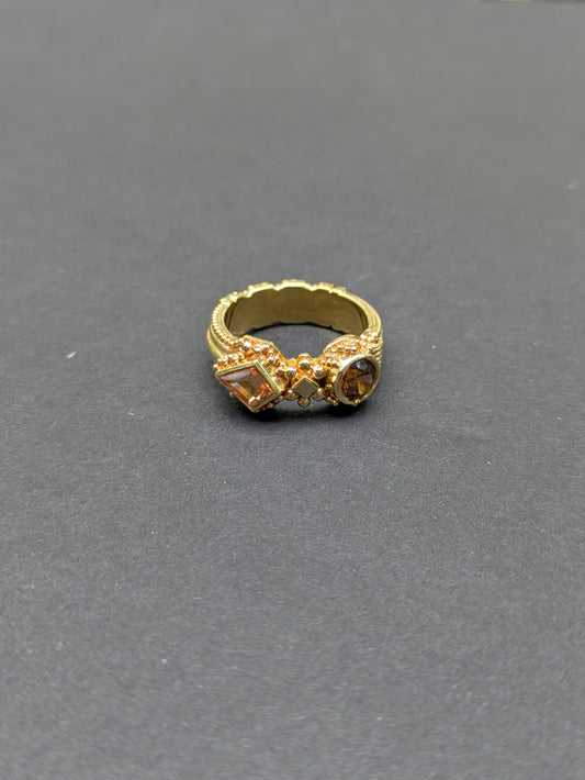 18kt Citrine and Quartz Ring