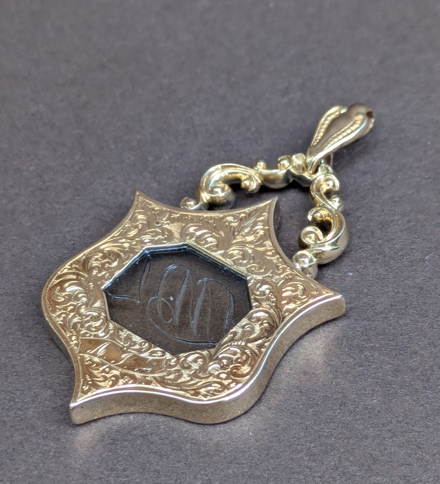 14k Citrine Pendant Engraved with Monogram "LML"
