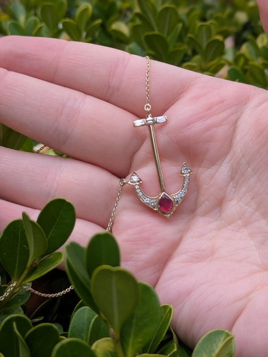 14kt Diamond Anchor Necklace