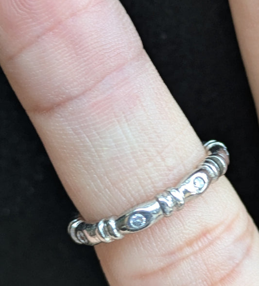 Scalloped Platinum Eternity Band with Diamonds