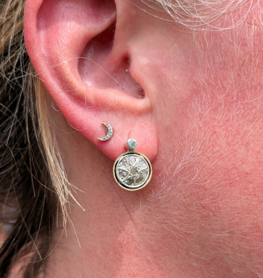 14kt East European leverback Diamond Earrings
