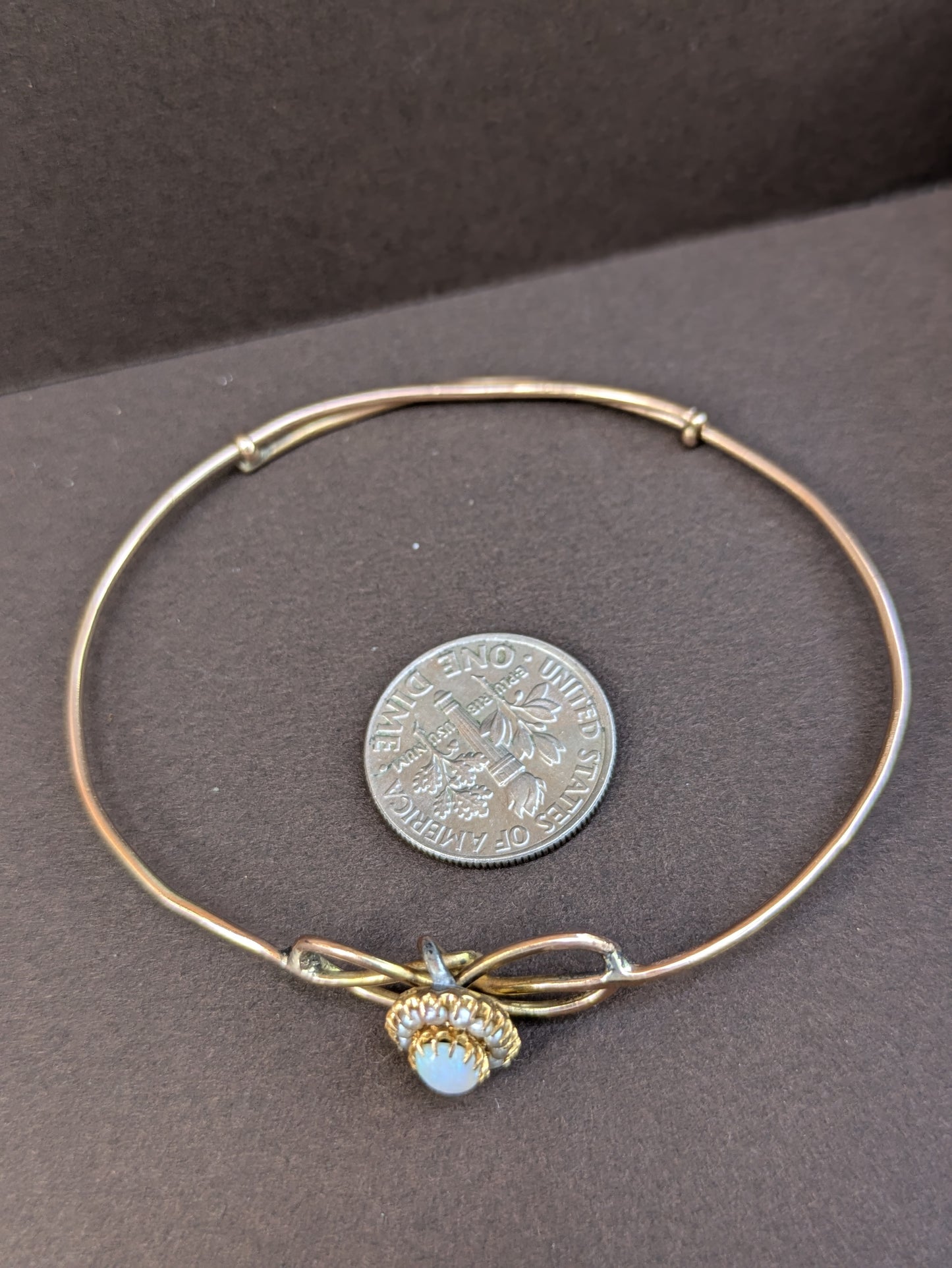Sweet Expanding Opal & Seed Pearl Bow Bracelet