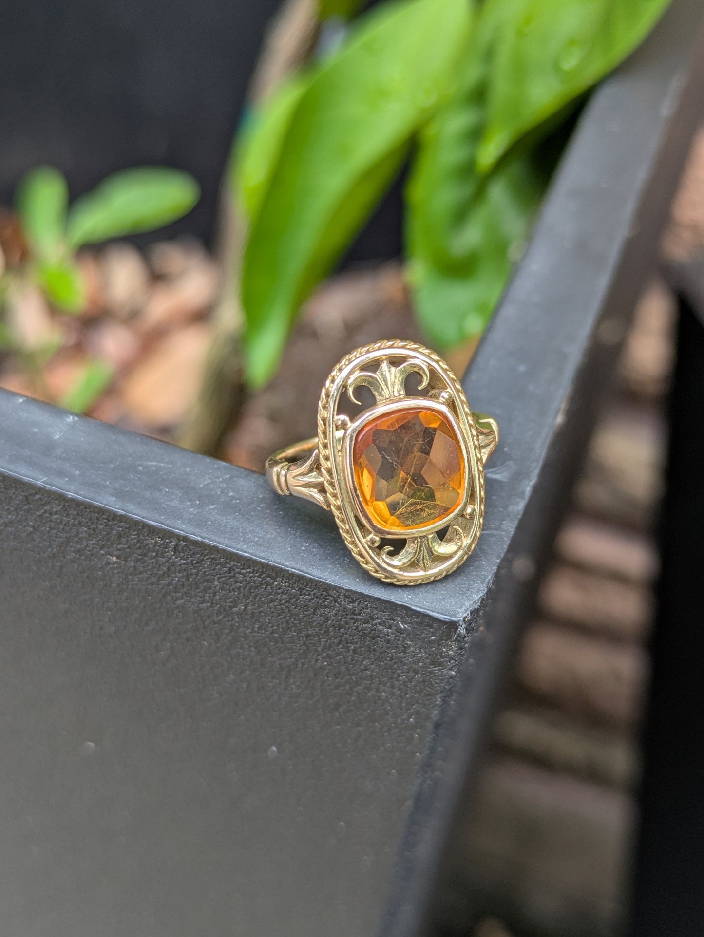 14kt Jugenstil Citrine Ring
