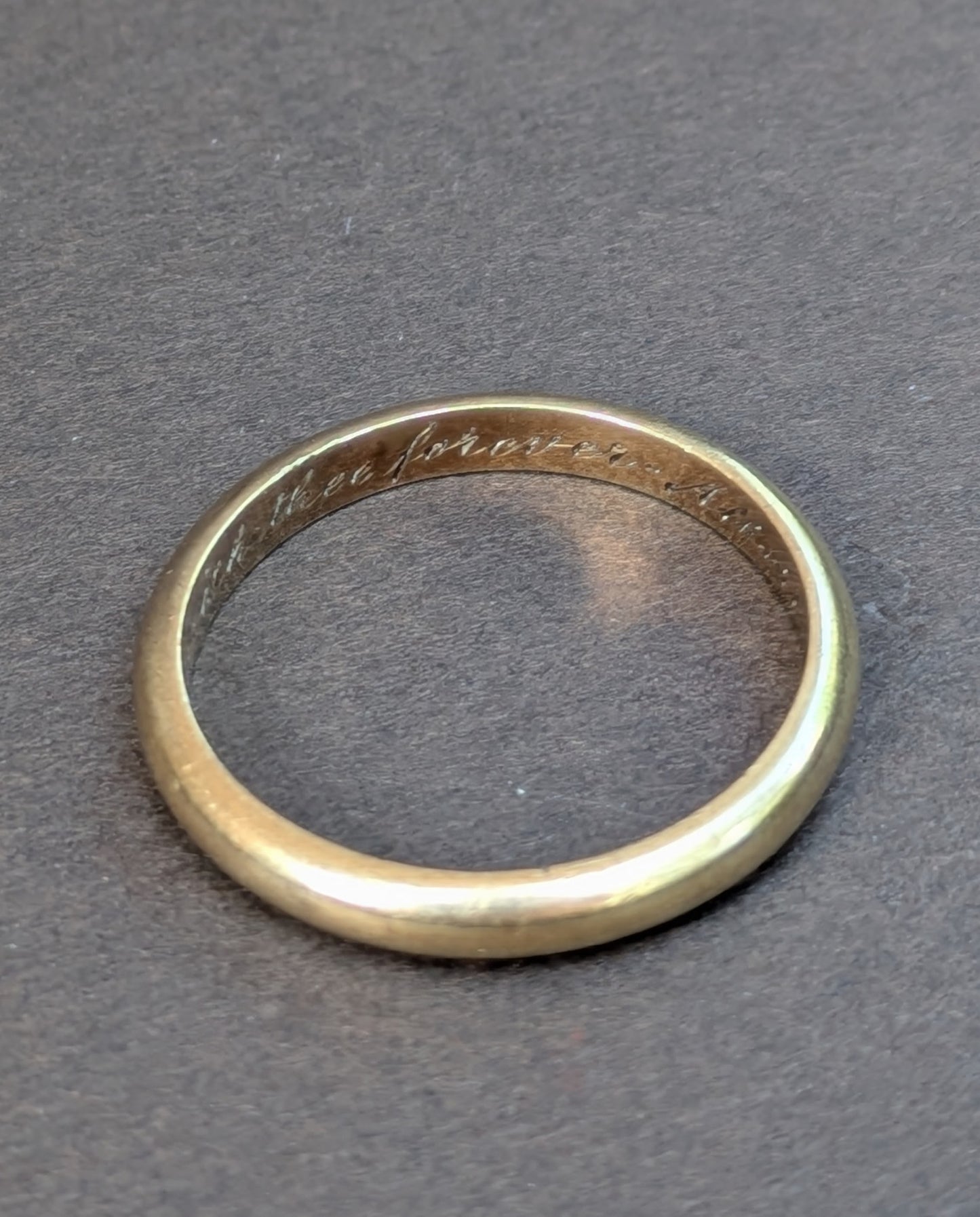 1946 14kt Gold Band "I Cherish Thee Forever"