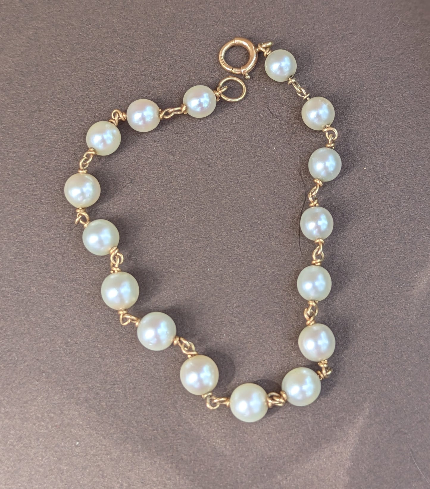 14kt Yellow Gold & White Pearl Bracelet
