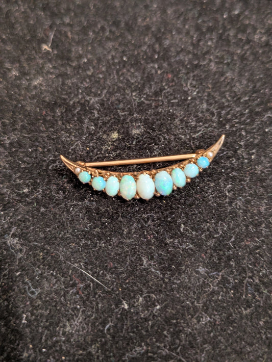 14kt Opal Cresent Brooch
