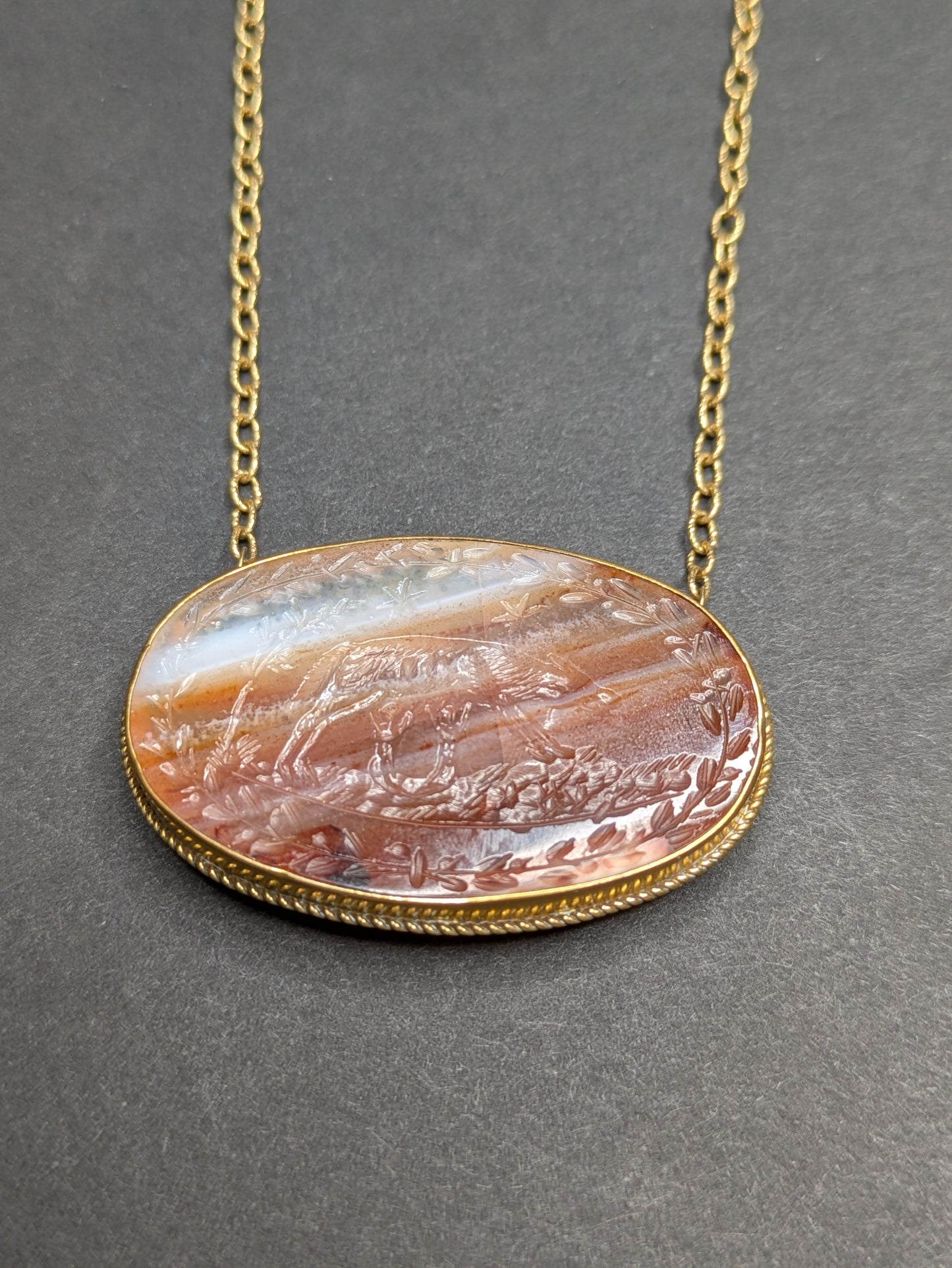 Large Intaglio Wolf Necklace