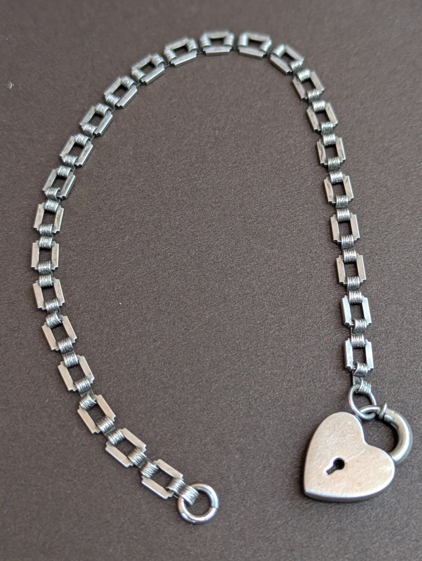 Sterling American 1930's & 40's Heart Clasp Bracelet