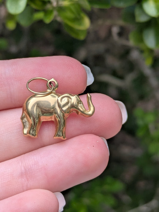 Vintage 14k Hollow 3-Dimensional Elephant Charm