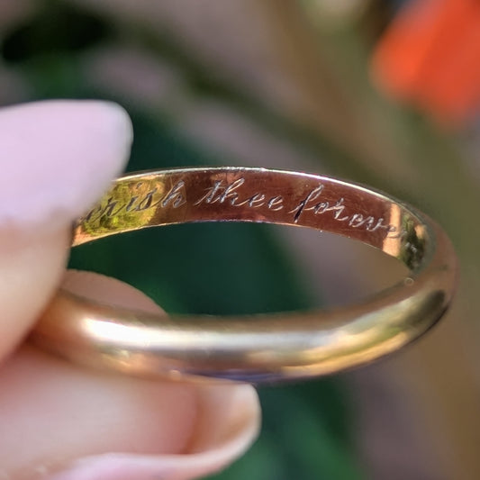1946 14kt Gold Band "I Cherish Thee Forever"