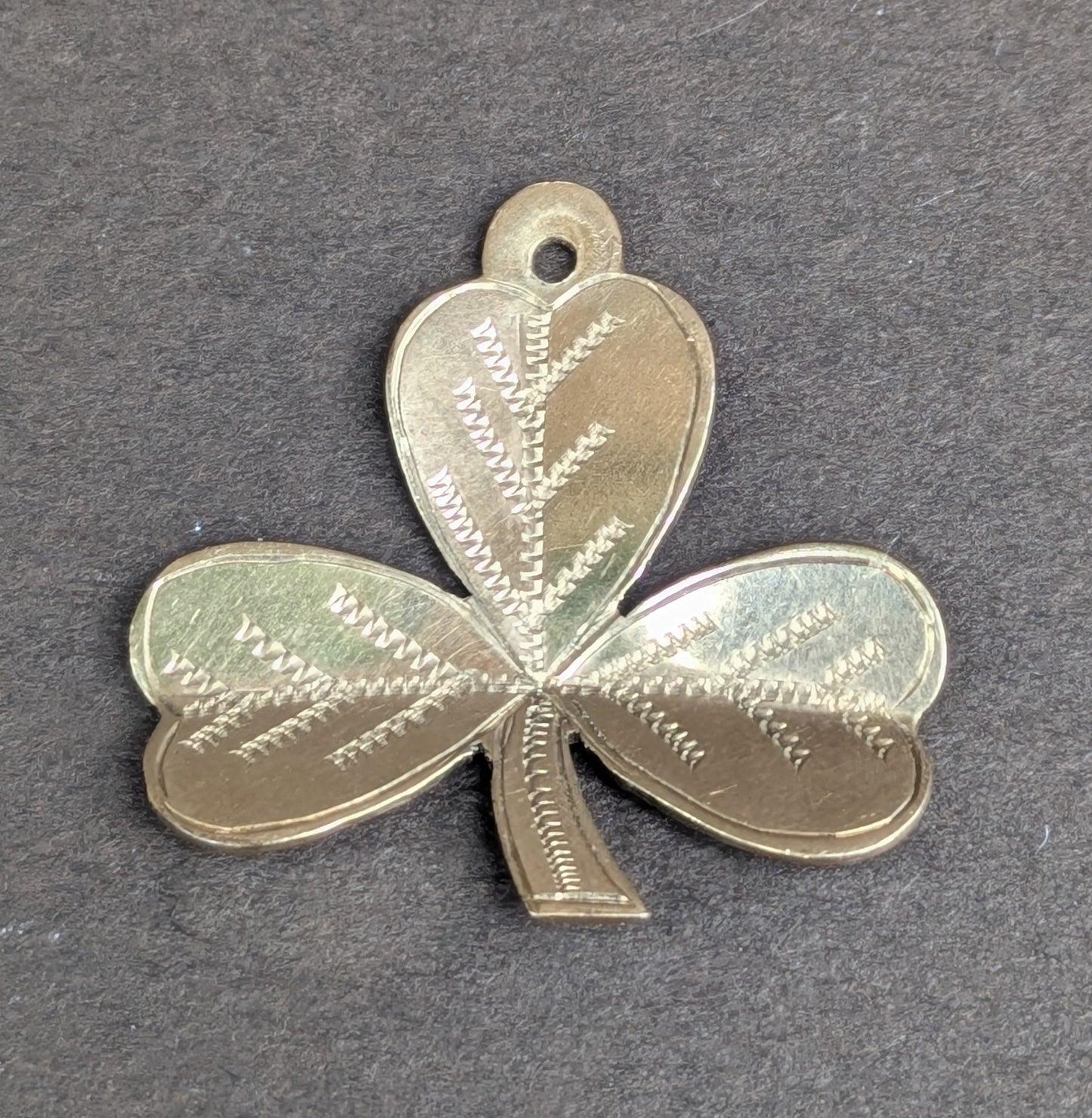 9kt English Shamrock Charm- Engraved from Chester
