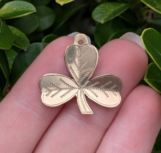 9kt English Shamrock Charm- Engraved from Chester