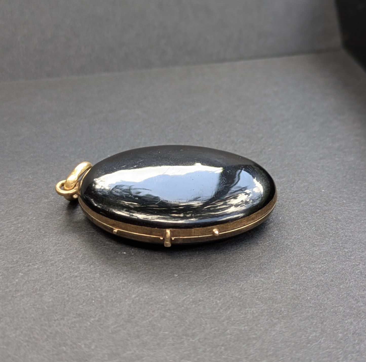 Victorian Black Enamel Mourning Locket Mixed Metal