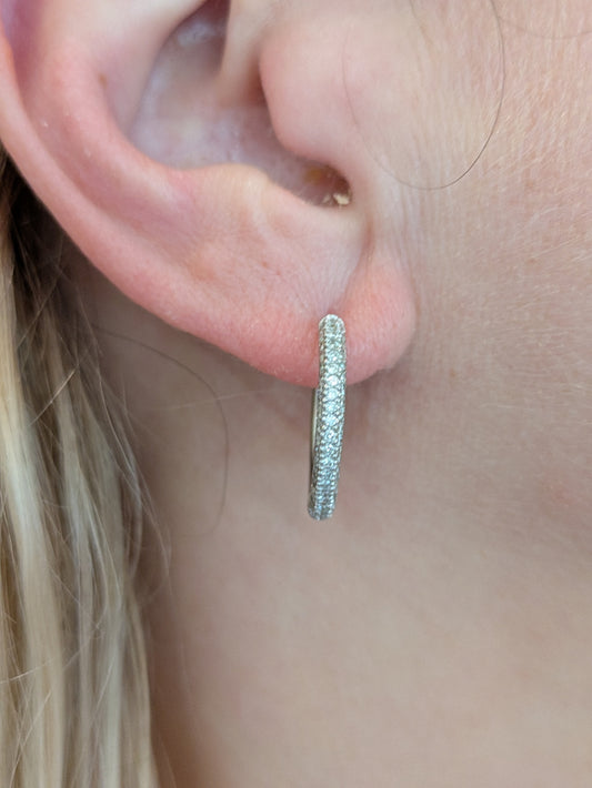 18Kt White Gold and Diamond Estate Hoops