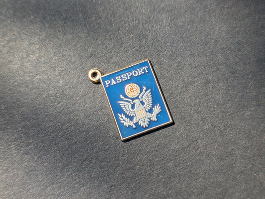 14kt Blue Enamel Passport Charm