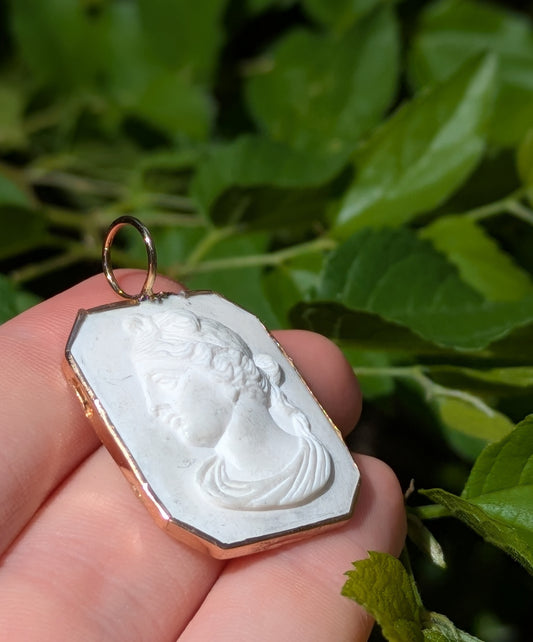 14kt Bezel Set Rescued Cameo Pendant