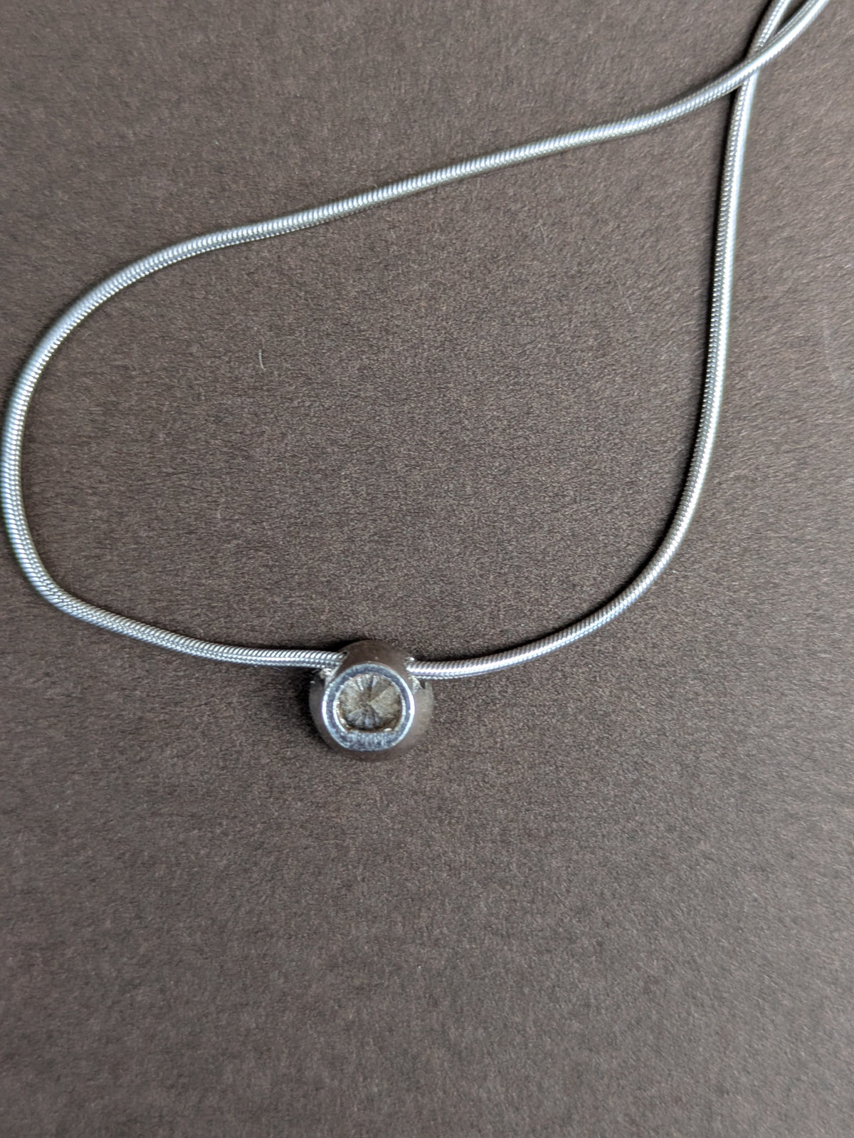 Platinum Snake Chain With 1/3ct Diamond Solitare