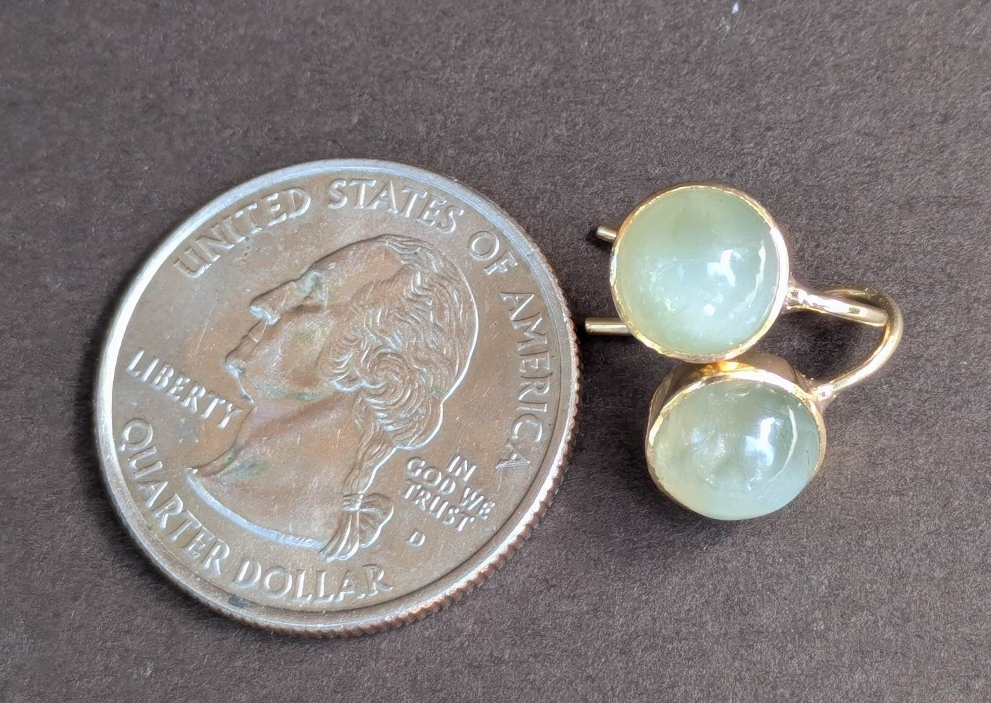 Green Sapphire Bezel Set 14kt Wire Hook Earrings Converted Shirt Studs