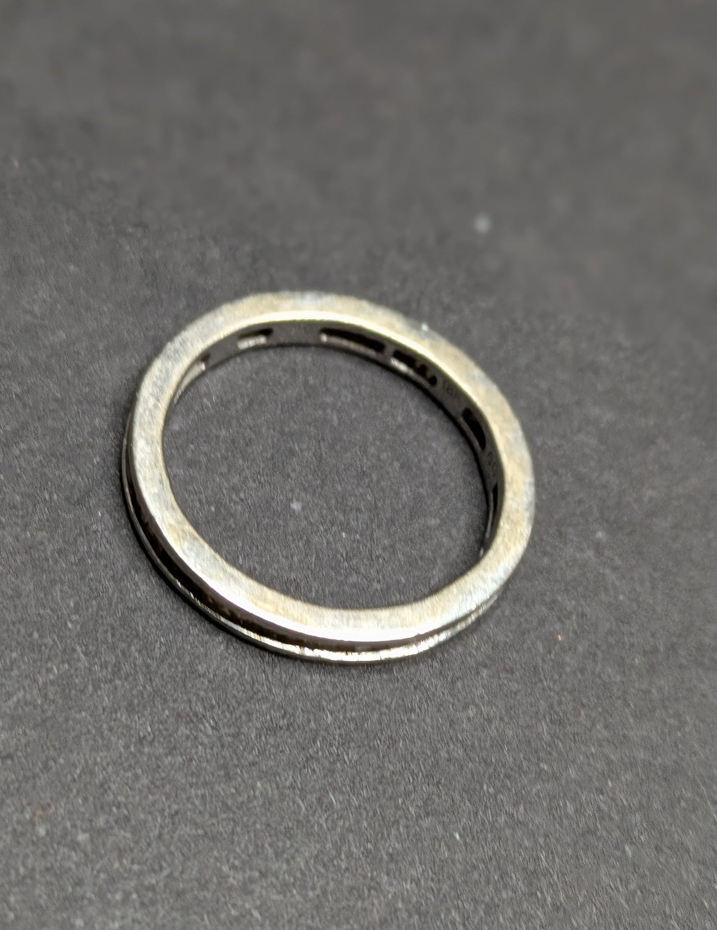 1940's 18k White Gold Channel Set Diamond Baguette Band