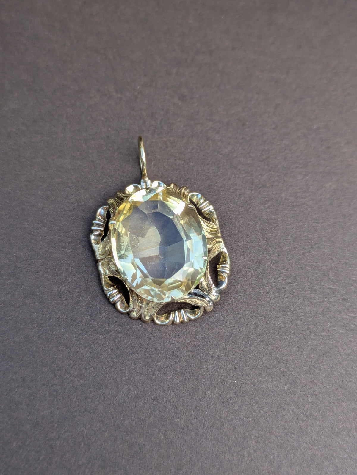 14kt Citrine Pendant In Victorian Mounting