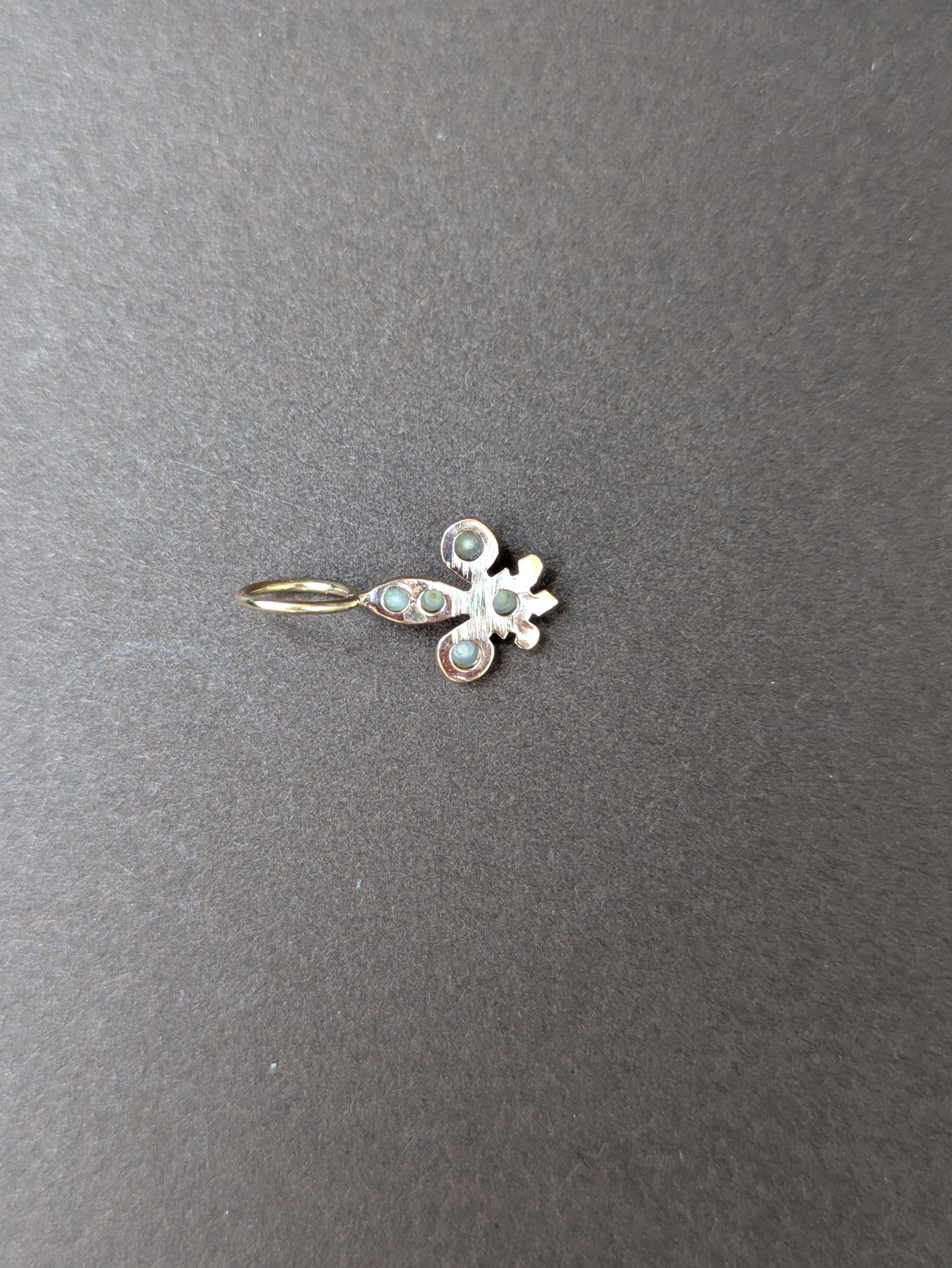 Golden Pearl Fleur De Lis Charm