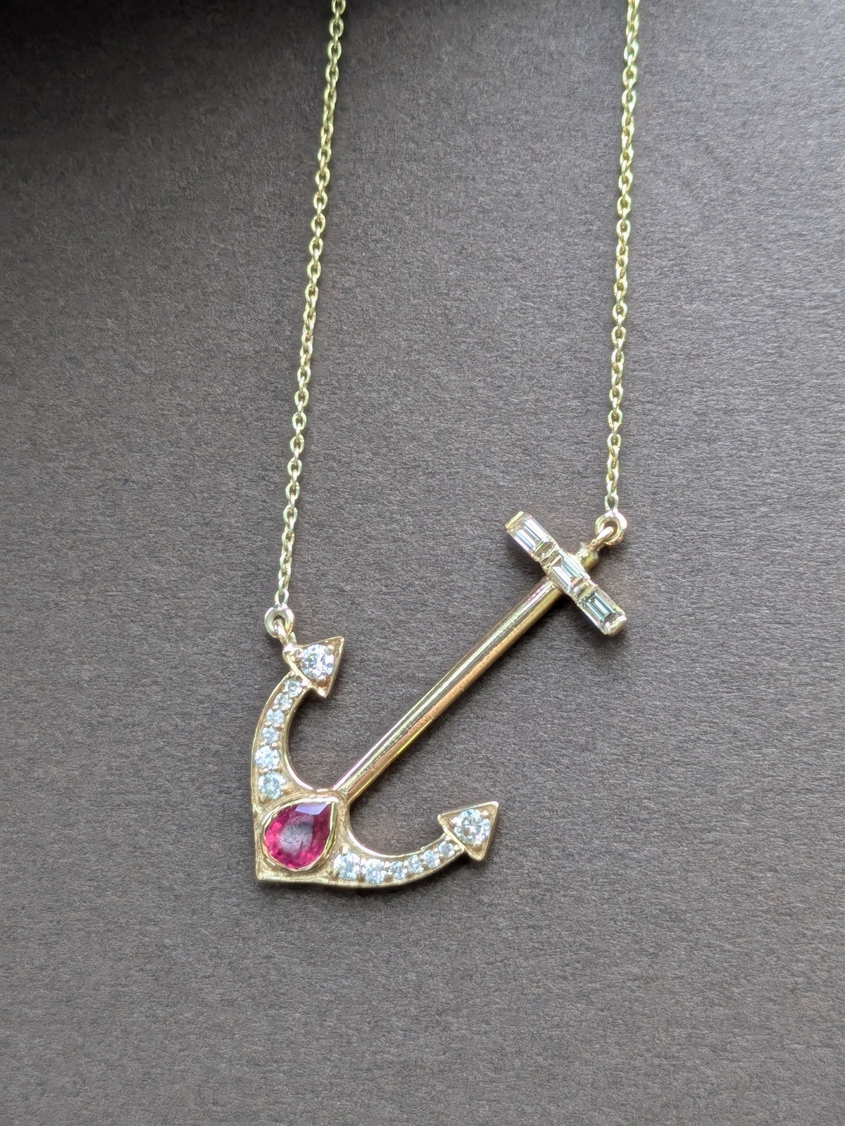 14kt Diamond Anchor Necklace