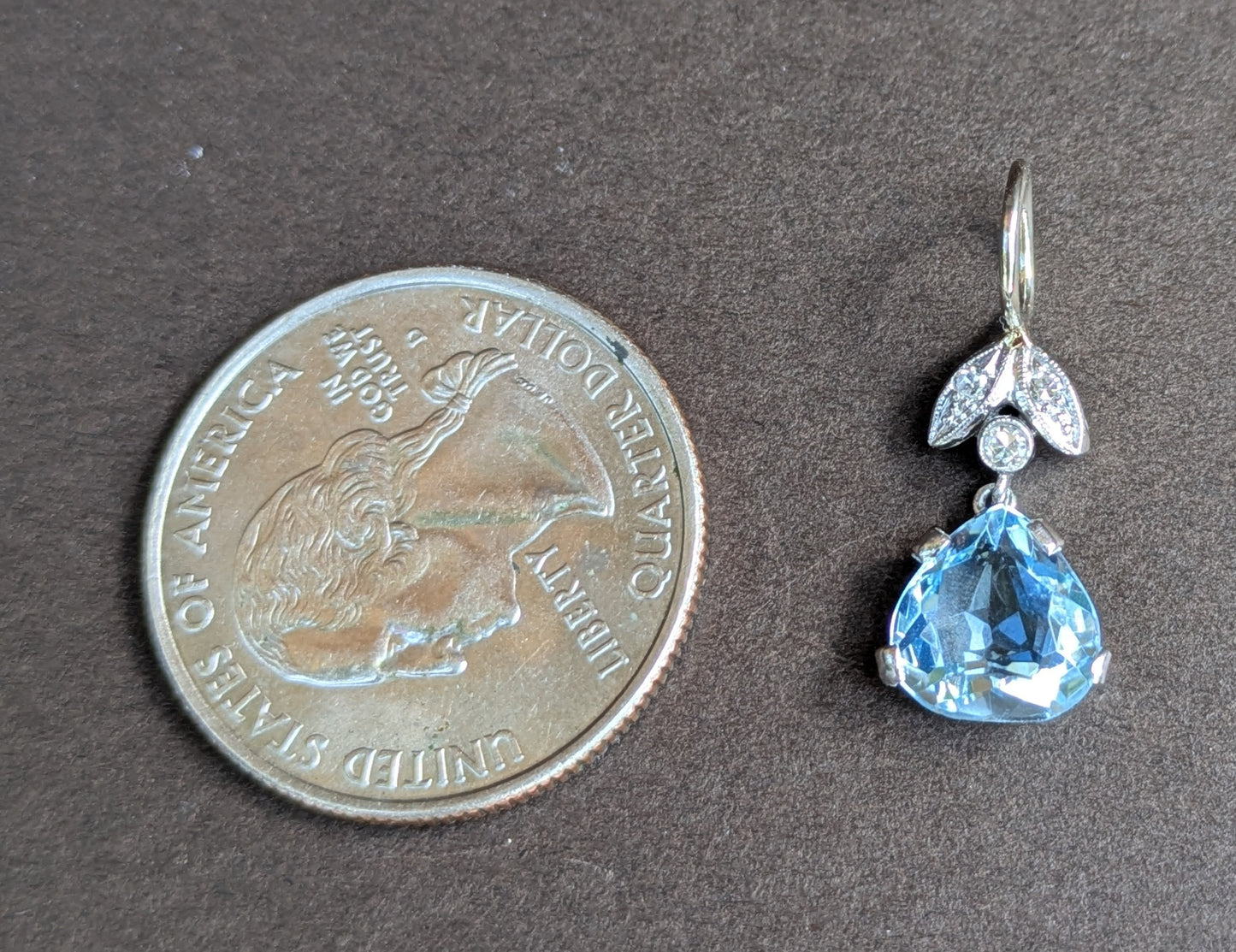 14kt White Gold Diamond & Aquamarine Pendant