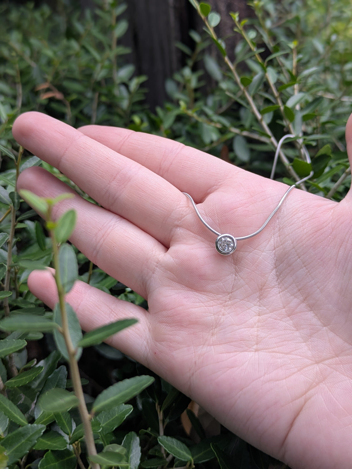 Platinum Snake Chain With 1/3ct Diamond Solitare