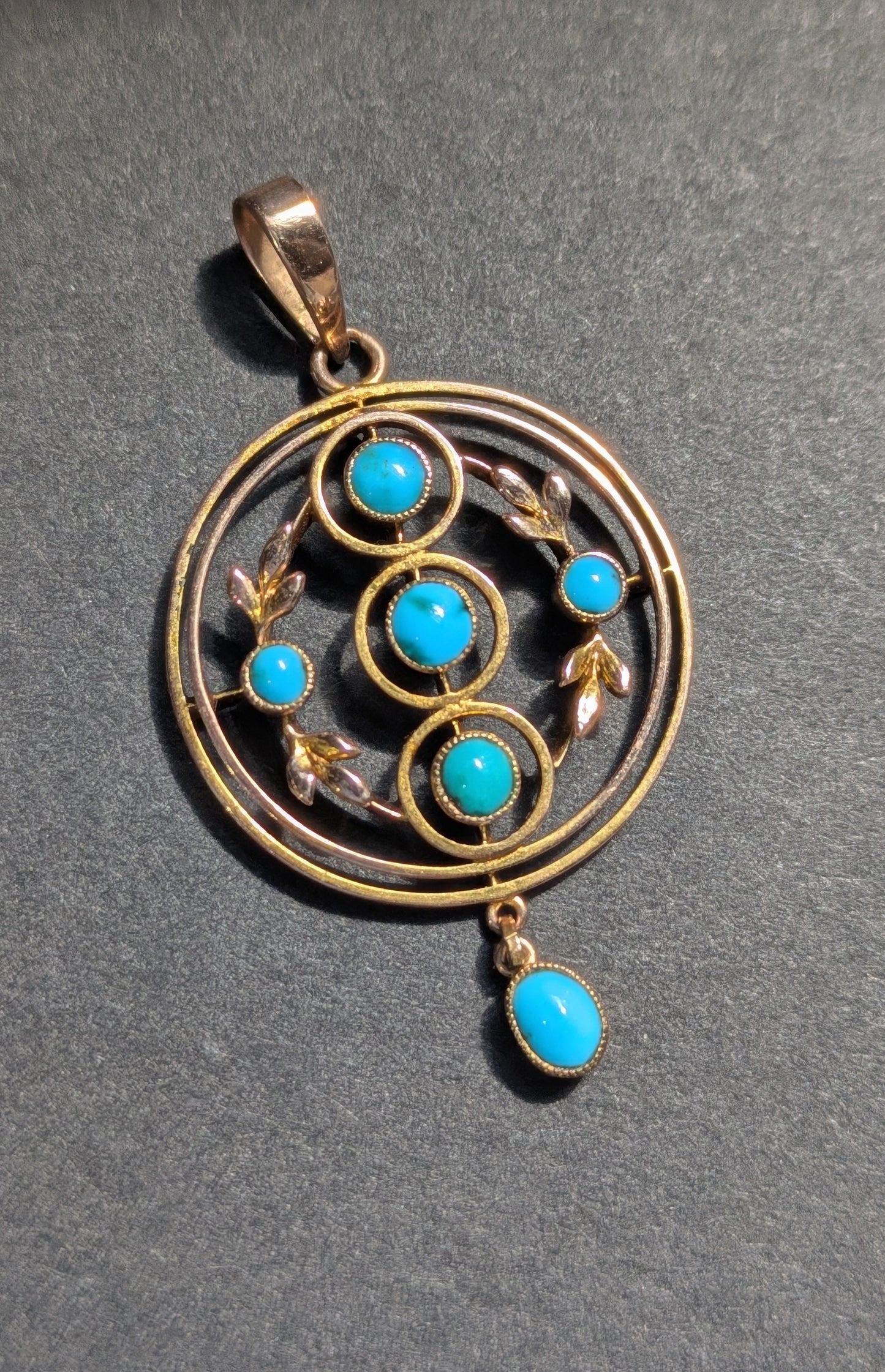 9k Interwar Years Turquoise Pendant