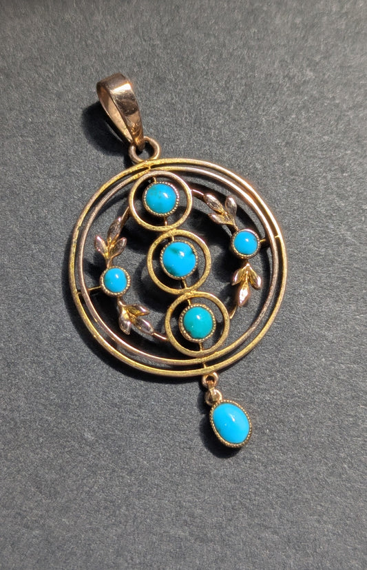9k Interwar Years Turquoise Pendant