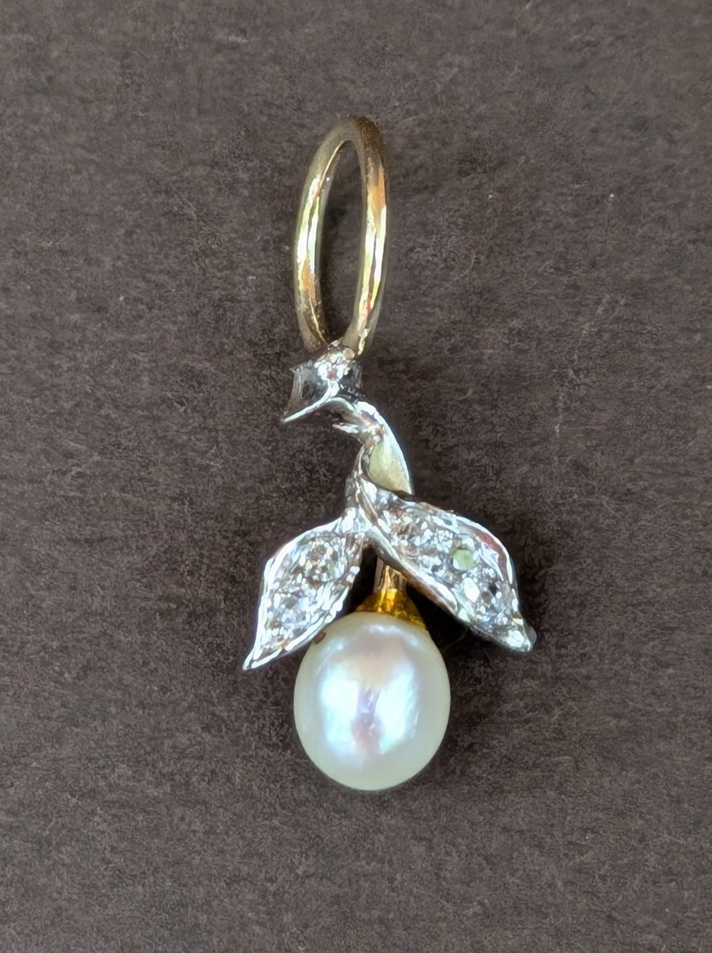 14kt White Gold Pear Fruit with Diamonds Charm