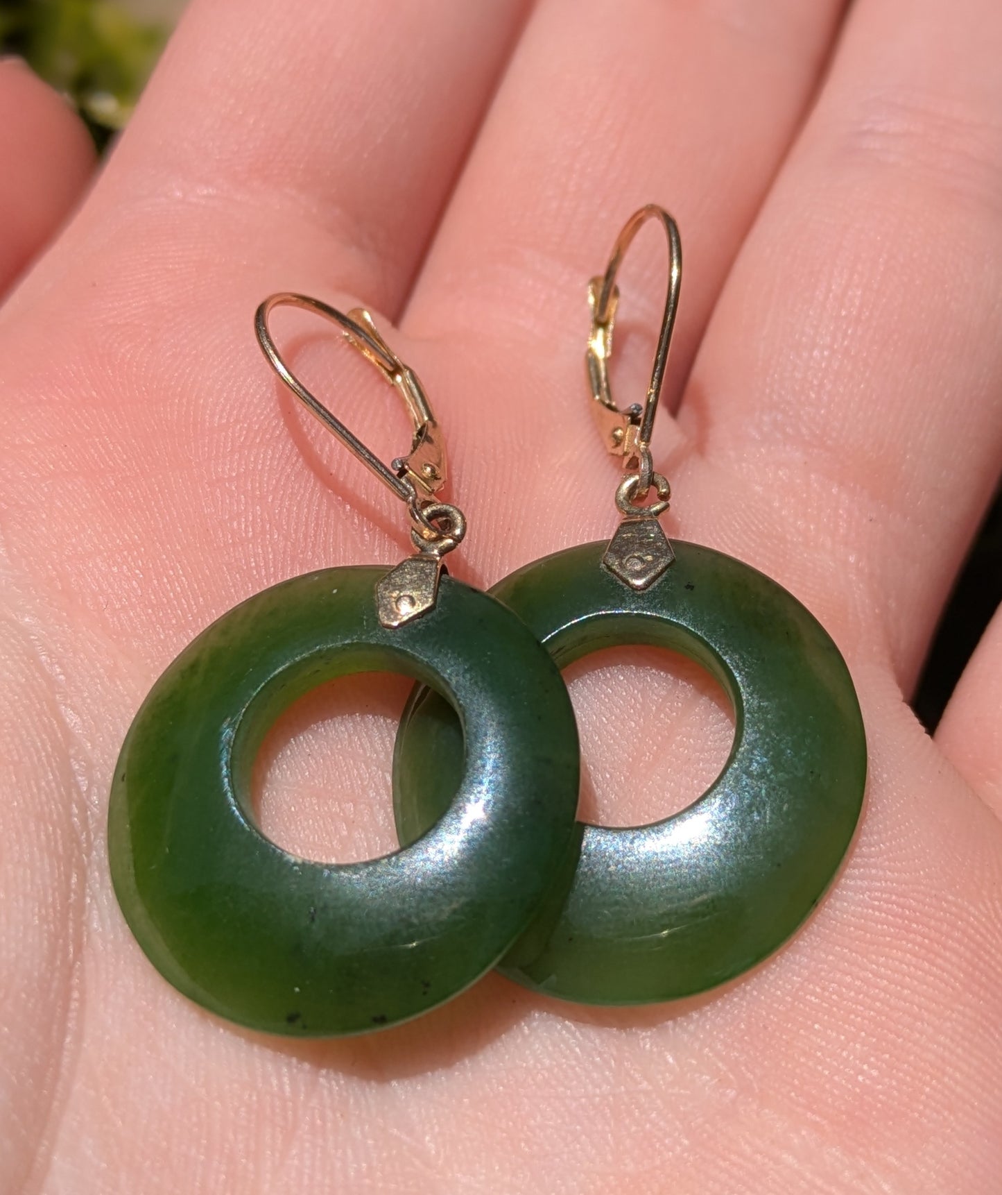 Spinach 14kt Jade Earrings