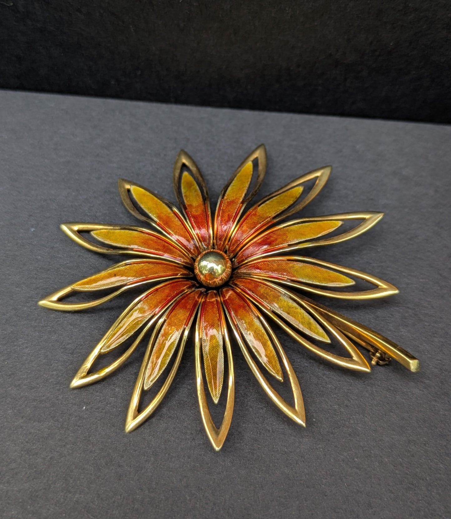 1970's Large Enamel Flower Broach Tiffany & Co.