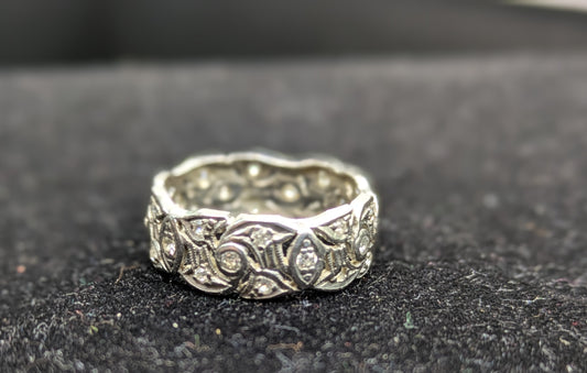 Platinum and Diamond Wide Open Work Band