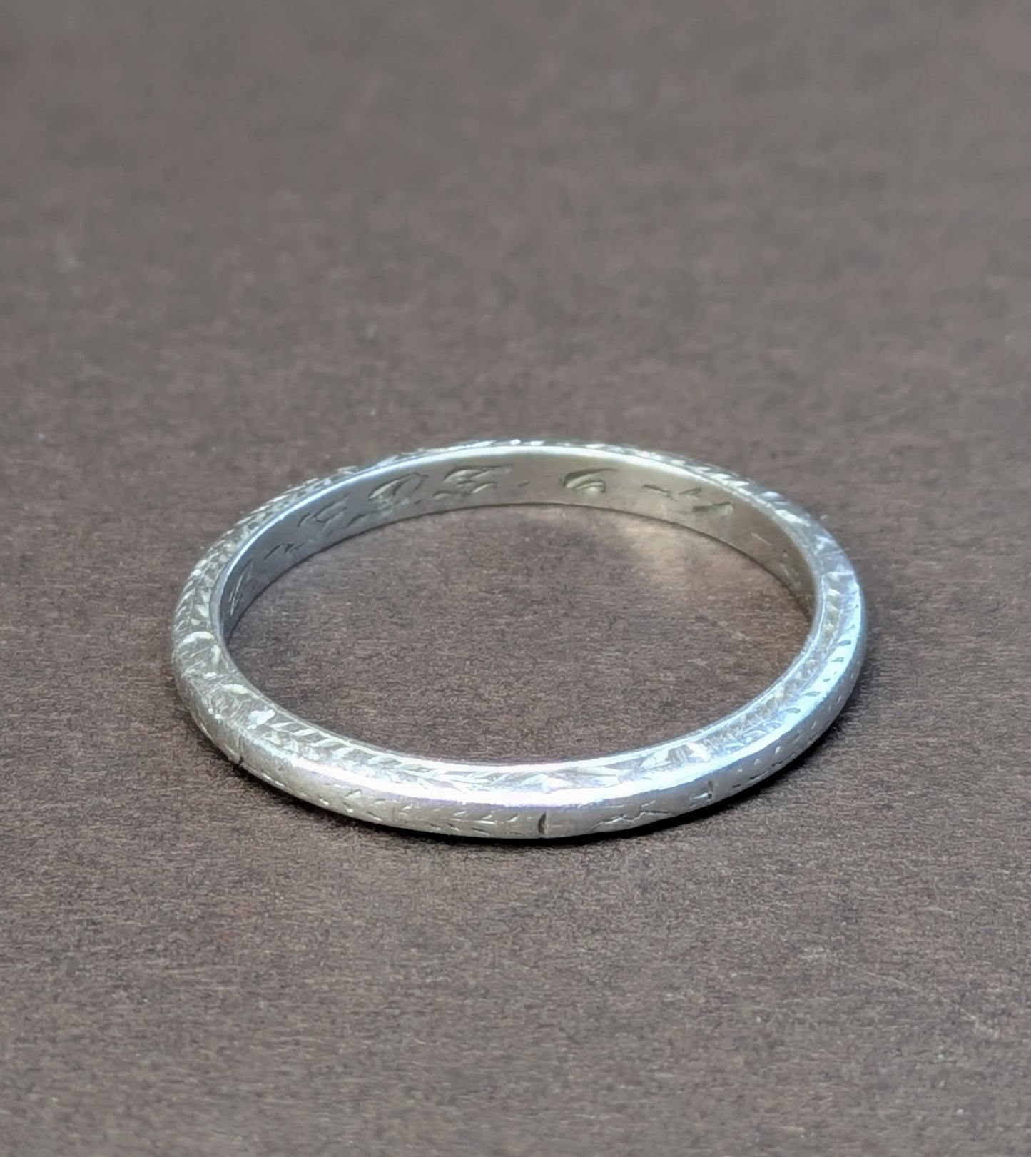 1930's Hand Engraved Platinum Wedding Band
