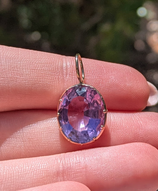 Early Victorian Set Amethyst Converted into Charm