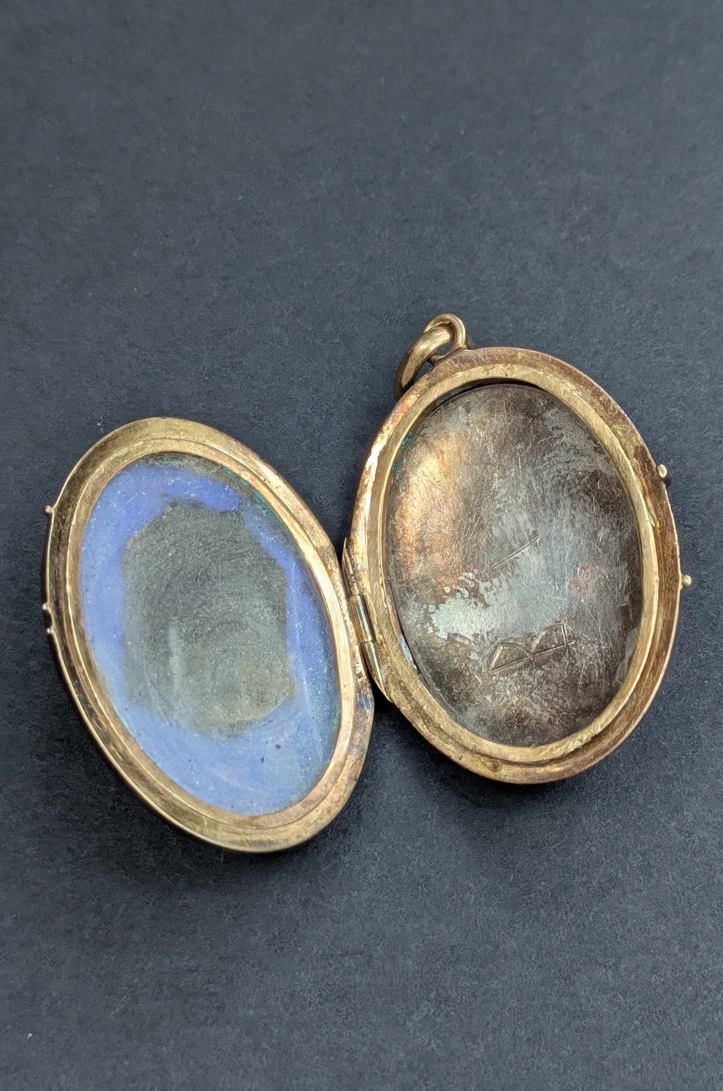 Victorian Black Enamel Mourning Locket Mixed Metal