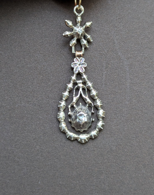 Georgian Silver And Rose Cut Diamond Pendant