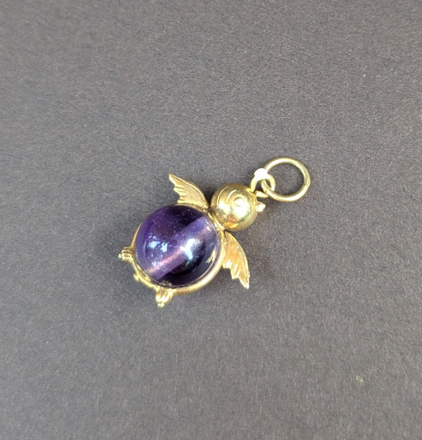 Small 14kt Baby Bird with Amethyst Bead Tummy