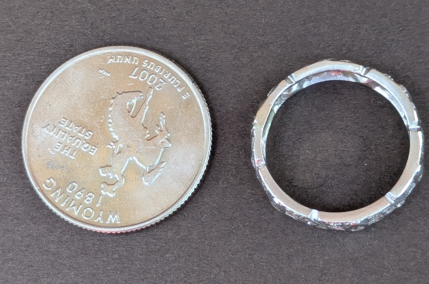 Art Deco Platinum & Diamond Wide Band