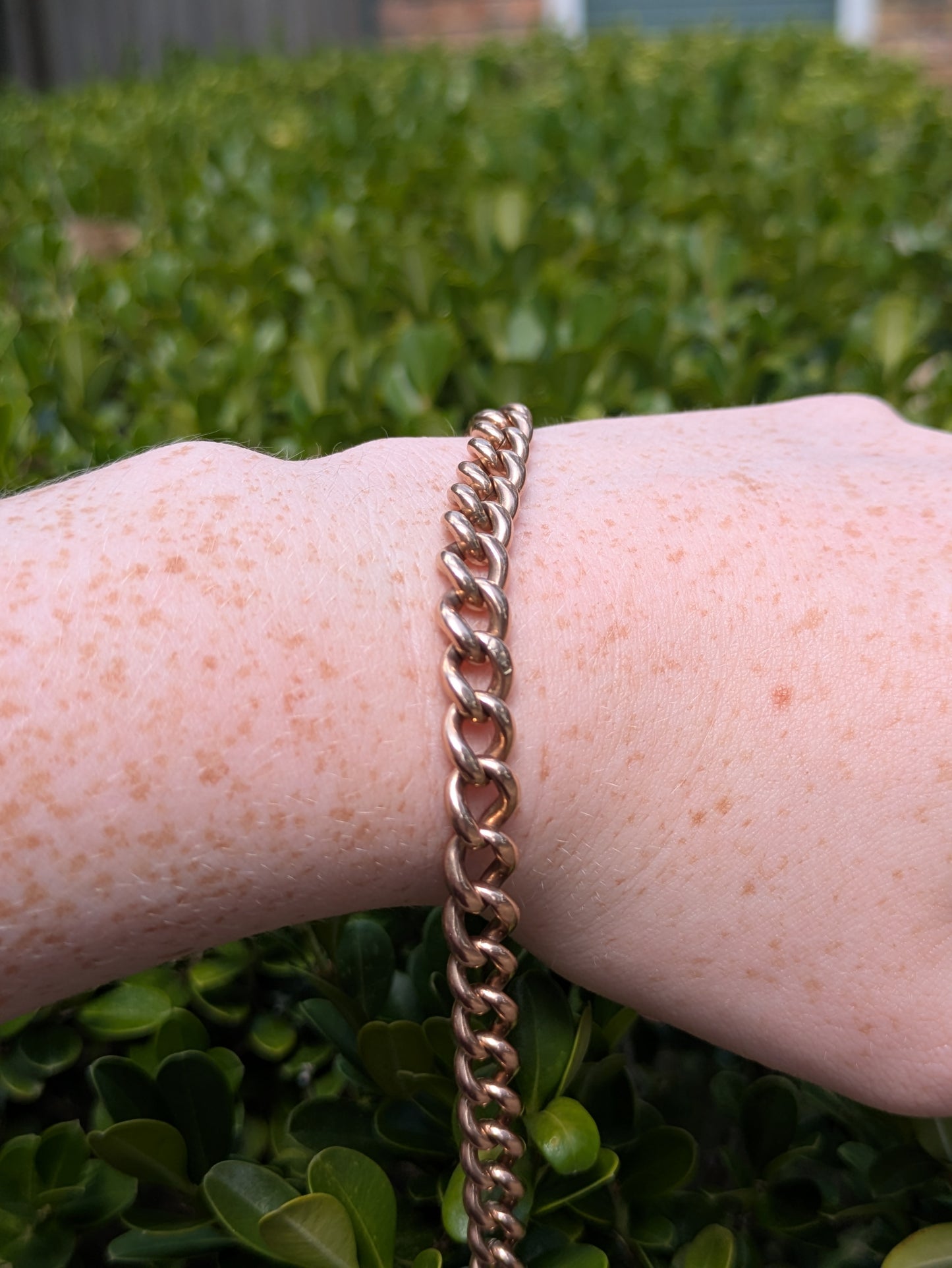 9kt Rose Gold - Solid Graduated Bracelet Curb Chain - Hallmarked