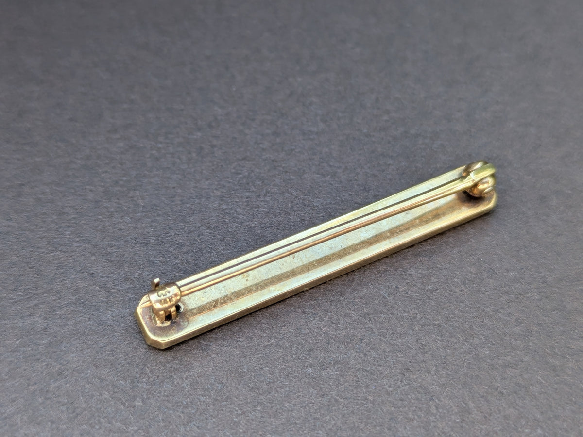 14kt Blue Enamel And Seed Pearl Bar Pin