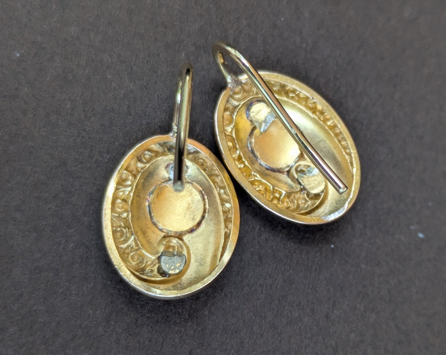 10kt Repousse Earrings with 14kt Wires