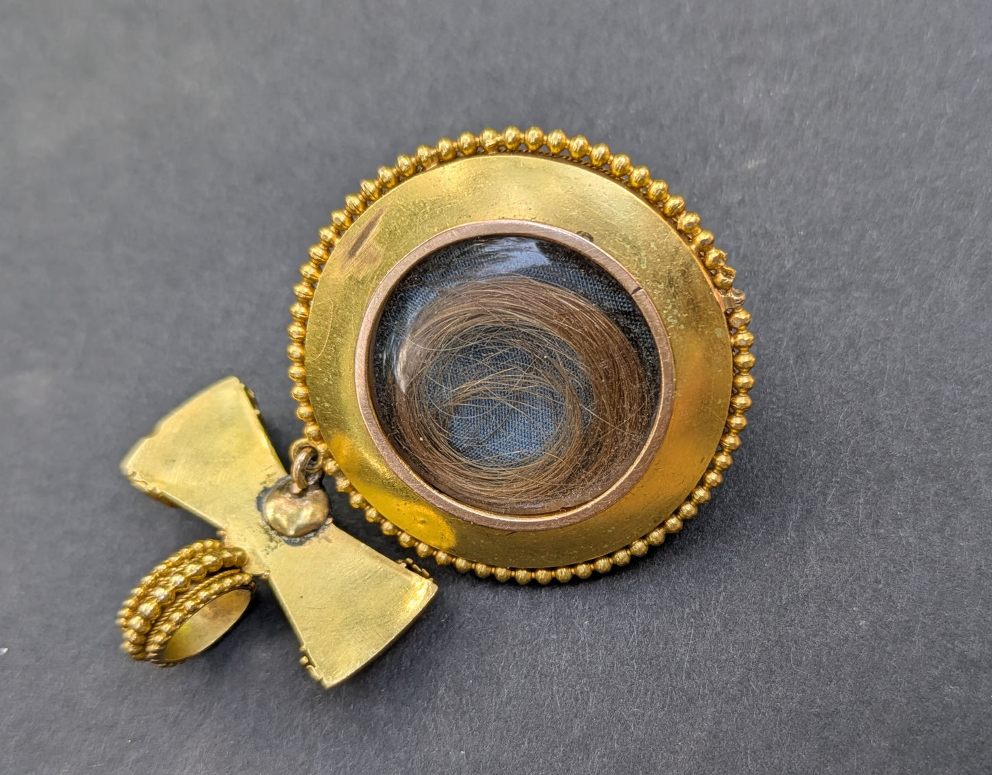 18k Etruscan Revival Turquoise Locket with Hair